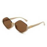 HS1421 - Geometric Semi-Rimless Polygon Sunglasses