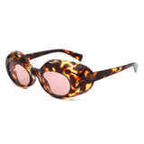 HS1430 - Chunky Retro Thick Frame Fashion Oval Sunglasses