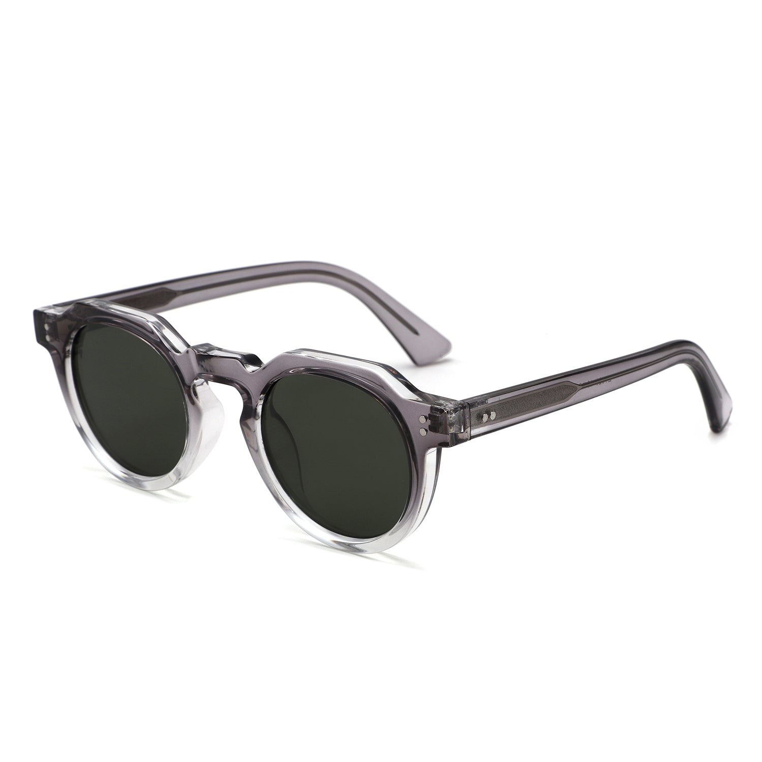 P/C028 - Retro Round Thick Frame Keyhole Bold Sunglasses - Iris Fashion