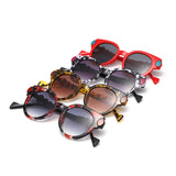 HS1393 - Bold Retro Round Gem-Accent Wholesale Sunglasses
