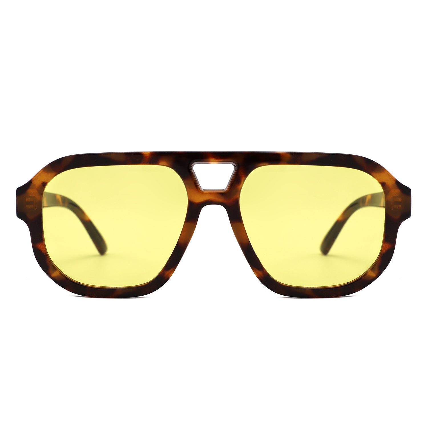 S1265 - Retro Aviator Double Bridge Square Sunglasses - Iris Fashion