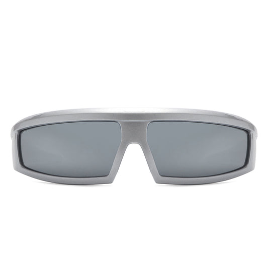 HS1222 - Rectangle Y2K Futuristic Sports Flat Top Wrap Around Wholesale Sunglasses