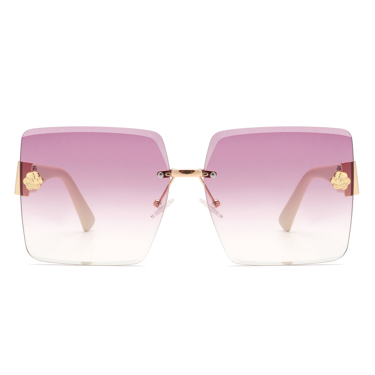 HW2058 - Rimless Square Flat Top Oversize Women Fashion Wholesale Sunglasses