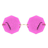 HW2062 - Geometric Round Spider Web Tinted Colored Wholesale Sunglasses