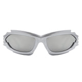 HS1236 - Geometric Rectangle Futuristic Wrap Around Wholesale Sunglasses