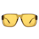 HS1405 - Oversized Flat Top Square Sunglasses - Iris Fashion