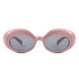 HS1430 - Chunky Retro Thick Frame Fashion Oval Sunglasses