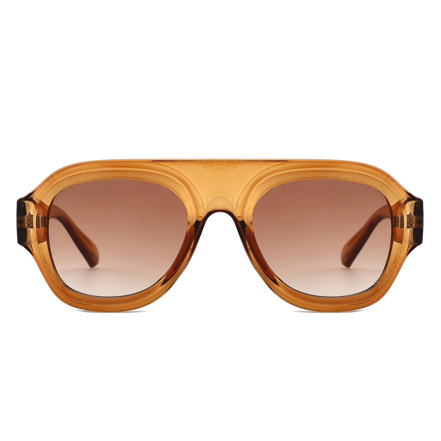 HS1406 - Bold Retro Aviator Shield Chunky Sunglasses - Iris Fashion