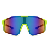 HY1023 - Oversized Sport Mirrored Shield Performance Sunglasses
