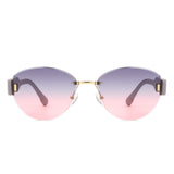 HJ2077 - Oval Rimless Tinted Chic Round Fashion Women Wholesale Sunglasses