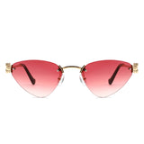 HJ2114 - Rimless Cat-Eye Gold-Temple Fashion Wholesale Sunglasses