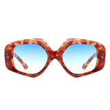 S1220 -  Oversize Geometric Fashion Hexagonal Flat Top Wholesale Sunglasses