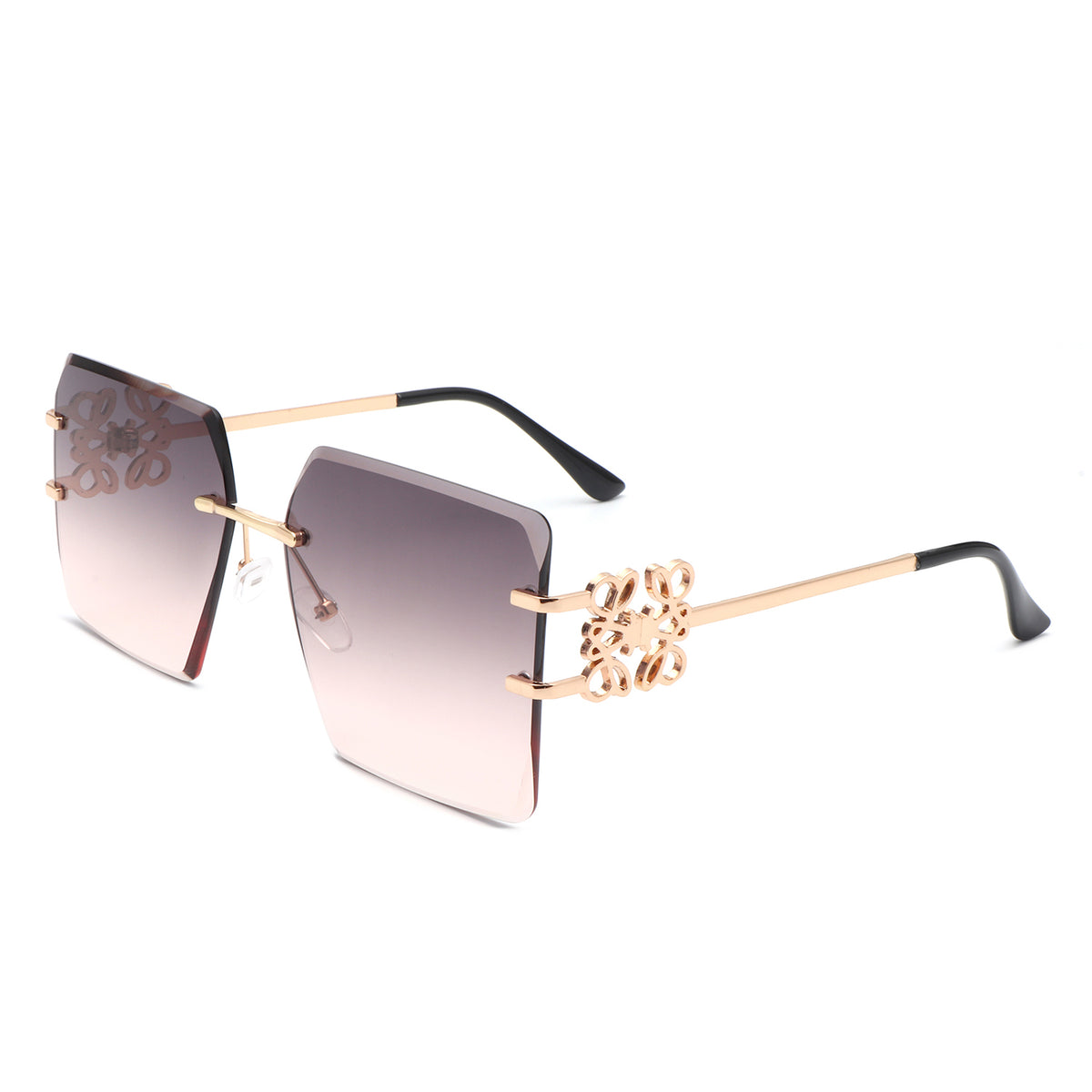 HW2057 - Women Rimless Square Luxury Fashion Wholesale Sunglasses
