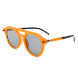 HS2155 - Round Retro Brow-Bar Circle Vintage Wholesale Sunglasses