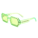 HS2154 - Square Retro Geometric Tinted Rhinestone Fashion Wholesale Sunglasses