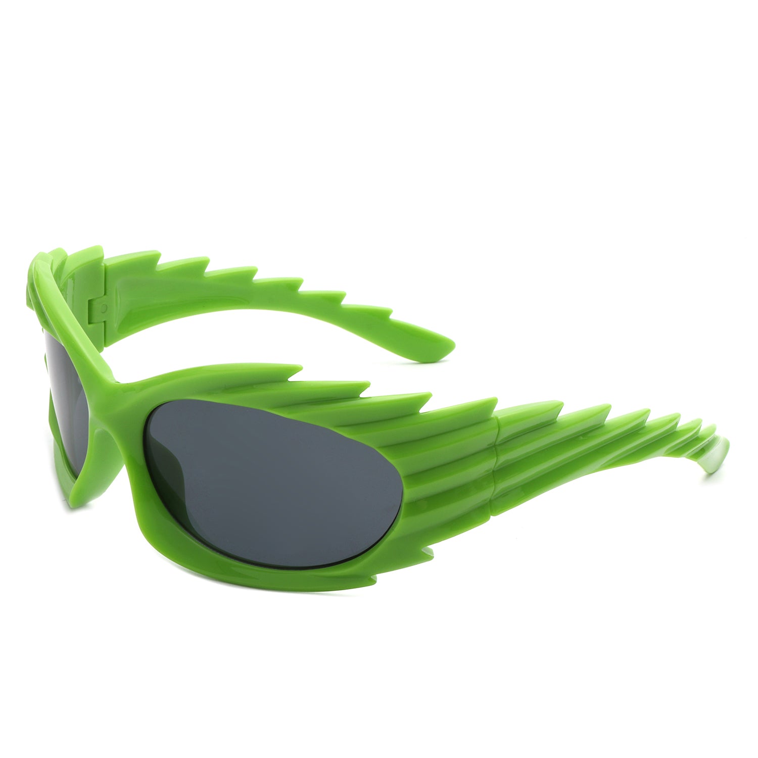 HS2136-1 - Wrap Around Oval Spike Oversize Fashion Wholesale Sunglasses