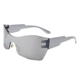 HW1010 - Futuristic Square Mirrored Flat Top Wrap Around Shield Wholesale Sunglasses