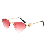 HJ2114 - Rimless Cat-Eye Gold-Temple Fashion Wholesale Sunglasses