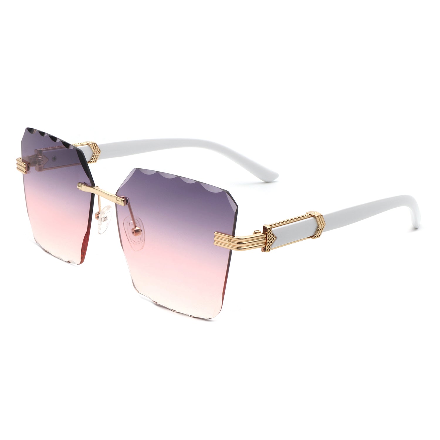 HW2051 - Rimless Square Chic Fashion Women Oversize Wholesale Sunglasses