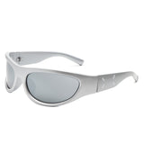 HS1260 - Rectangle Wrap Around Oval Sports Wholesale Sunglasses