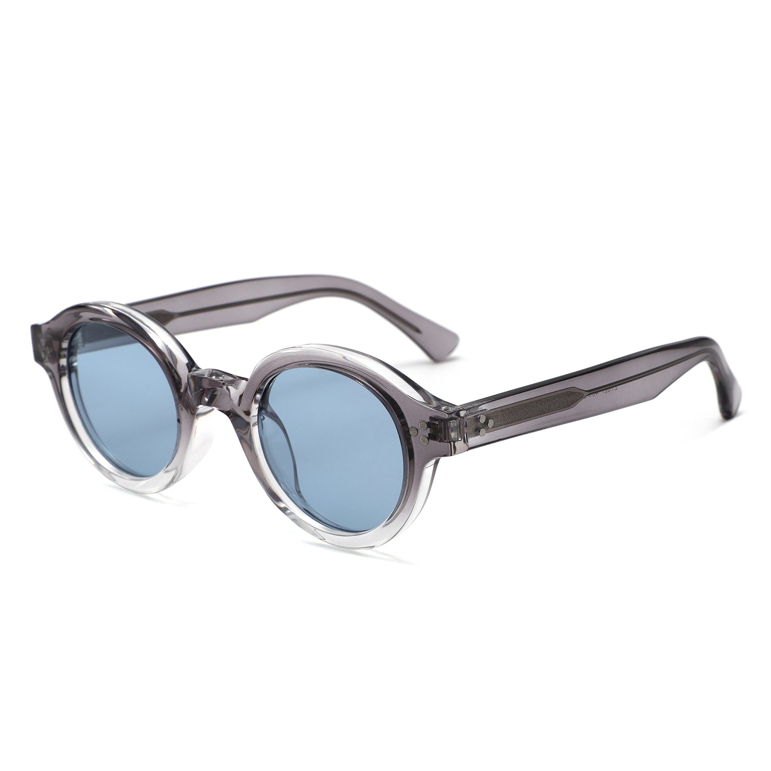 P/C027-1 - Retro Thick Frame Round Sunglasses - Iris Fashion