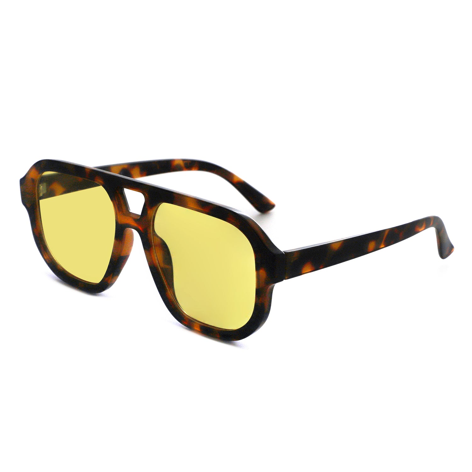S1265 - Retro Aviator Double Bridge Square Sunglasses - Iris Fashion