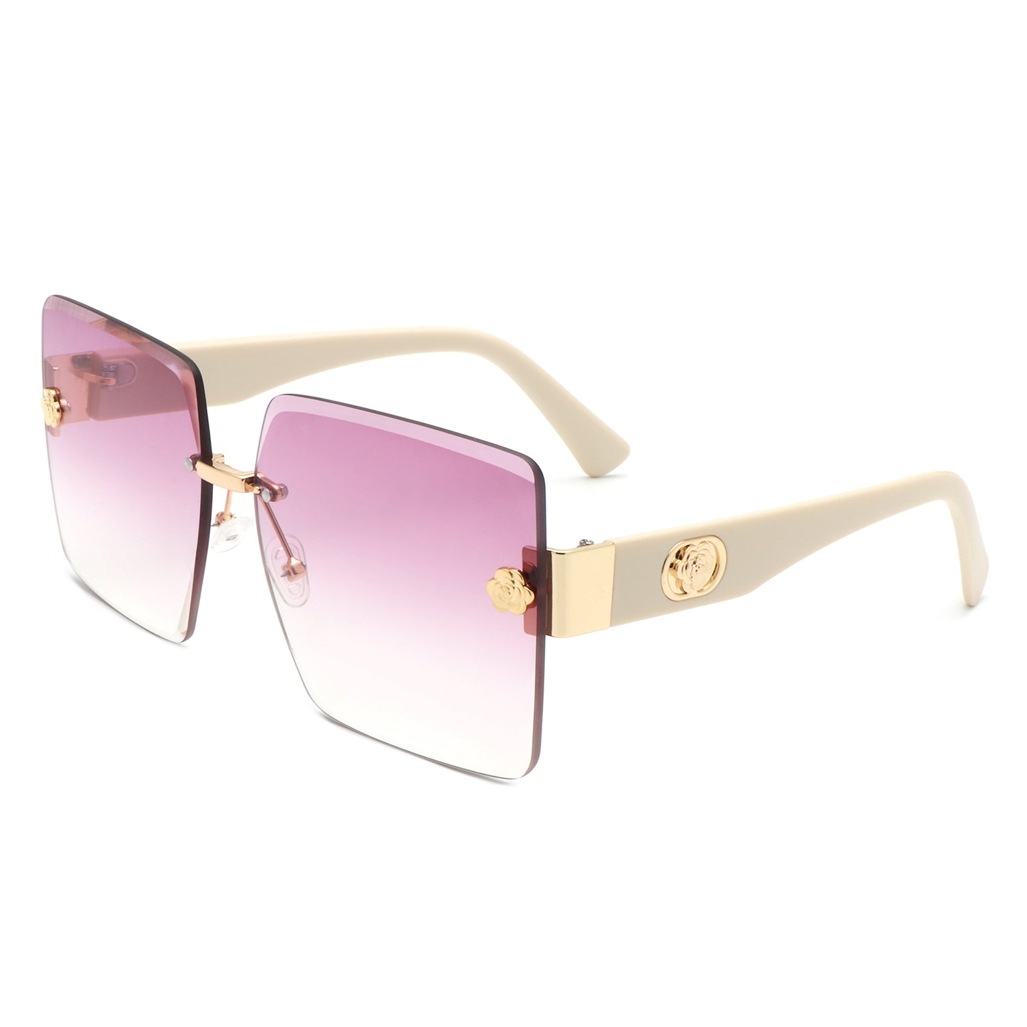 HW2058 - Rimless Square Flat Top Oversize Women Fashion Wholesale Sunglasses