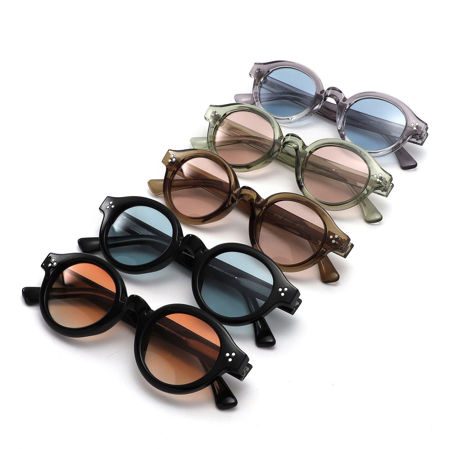 P/C027-1 - Retro Thick Frame Round Sunglasses - Iris Fashion