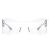 HW1010 - Futuristic Square Mirrored Flat Top Wrap Around Shield Wholesale Sunglasses