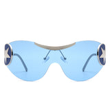 HJ3024 - Rimless Y2K Oversized Fashion Star Design Shield Wrap Around Wholesale Sunglasses