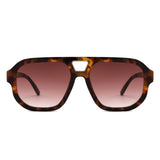 S1265 - Retro Aviator Double Bridge Square Sunglasses - Iris Fashion
