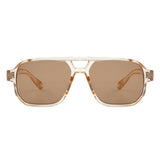 HS1433 - Oversized Brow-Bar Square Aviator Sunglasses