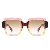 HS2161 - Women Fashion Oversize Flat Top Square Wholesale Sunglasses