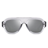 HS1406 - Bold Retro Aviator Shield Chunky Sunglasses - Iris Fashion