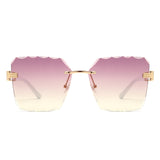 HW2051 - Rimless Square Chic Fashion Women Oversize Wholesale Sunglasses