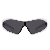 HS1308 - Wrap Around Shield Oversize Winged Bar Sleek Wholesale Sunglasses