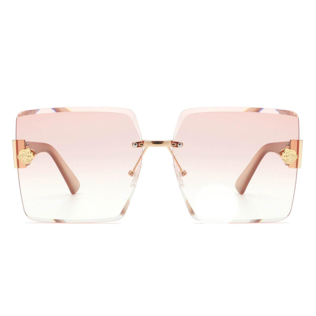 HW2058 - Rimless Square Flat Top Oversize Women Fashion Wholesale Sunglasses