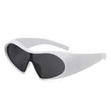 HS1308 - Wrap Around Shield Oversize Winged Bar Sleek Wholesale Sunglasses