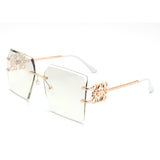 HW2057 - Women Rimless Square Luxury Fashion Wholesale Sunglasses