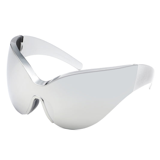 HW1014 - Futuristic Oversize Shield Wrap Around Tinted Wholesale Sunglasses