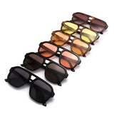 S1265 - Retro Aviator Double Bridge Square Sunglasses - Iris Fashion