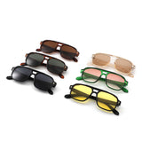 HS1433 - Oversized Brow-Bar Square Aviator Sunglasses
