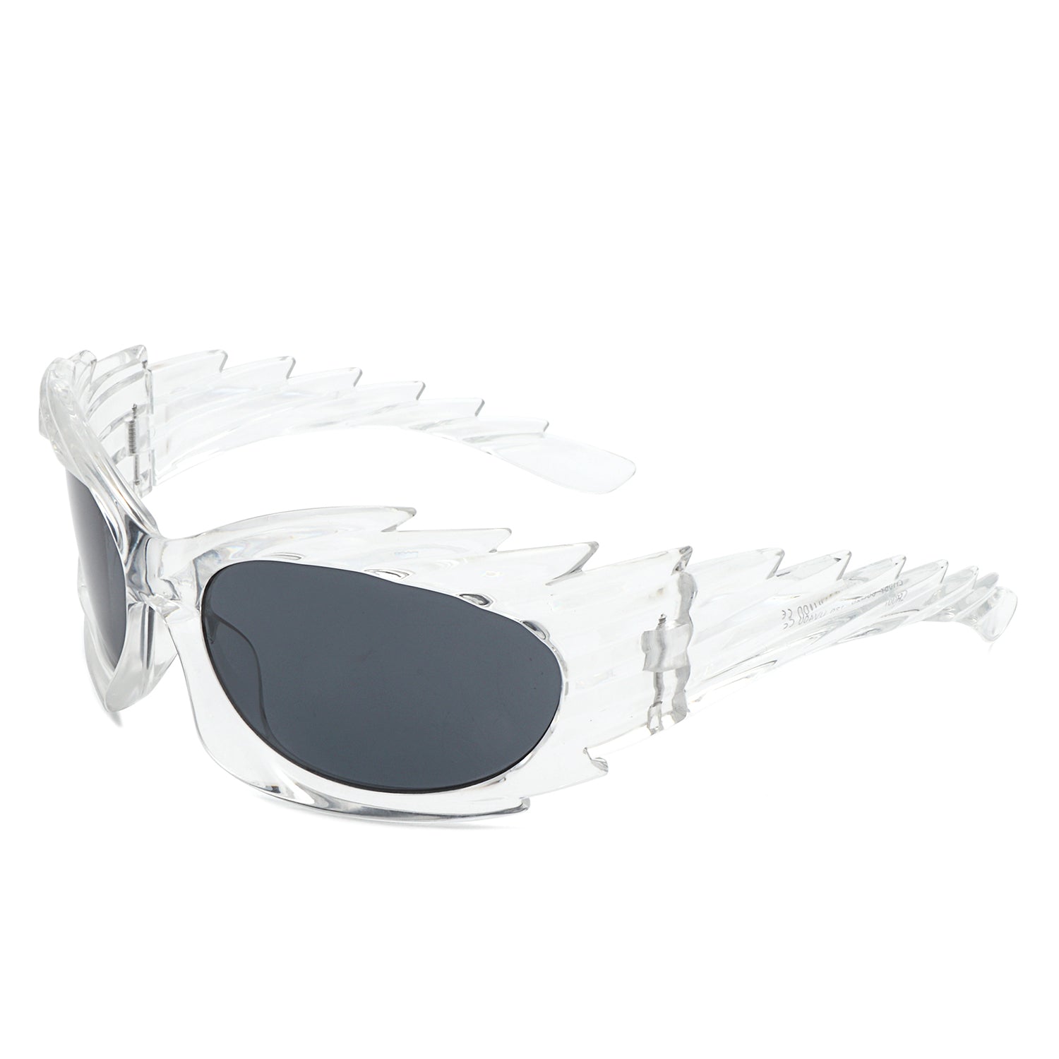 HS2136-1 - Wrap Around Oval Spike Oversize Fashion Wholesale Sunglasses
