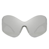 HW1012 - Women Fashion Rimless Oversized Shield Wraparound Wholesale Sunglasses
