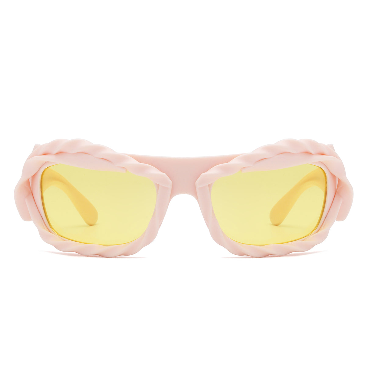 HS2162 - Rectangle Irregular Twisted Thick Frame Futuristic Wholesale Sunglasses