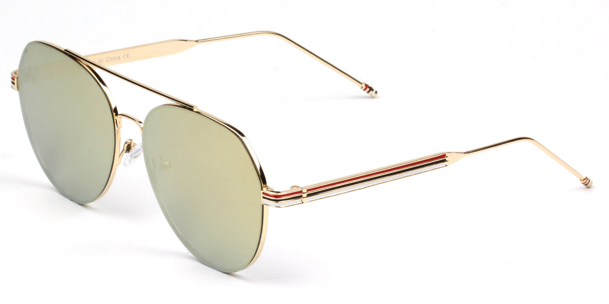 S2006 - Modern Teardrop Aviator Flat Mirrored Lens Sunglasses - Iris Fashion