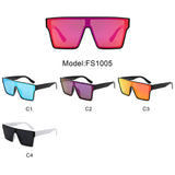 FS1005 - Oversize Bold Flat Top Shield Mirrored Wholesale Sunglasses