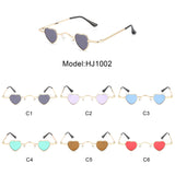 HJ1002 - Small Metal Heart Shaped Tinted Mini Color Pop Wholesale Sunglasses