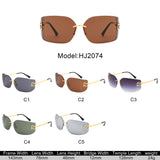 HJ2074 - Rimless Rectangle Wrap Around Fashion Chic Square Wholesale Sunglasses