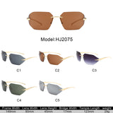 HJ2075 - Rimless Square Wrap Around Fashion Wholesale Sunglasses